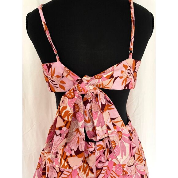 Lulus Tickled Pretty Pink Floral Dress Size S Feminine Summer Boho Resort Flowy - Picture 7 of 8